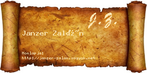Janzer Zalán névjegykártya